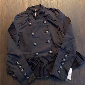 Free People Ruffle Hem Military Jacket